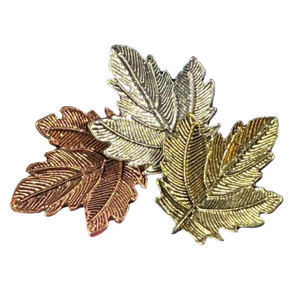 Autumn Leaves Brooch Lapel Pin Gold Bronze Silver Fall Enamel Brooch Badge Pin - Picture 1 of 7